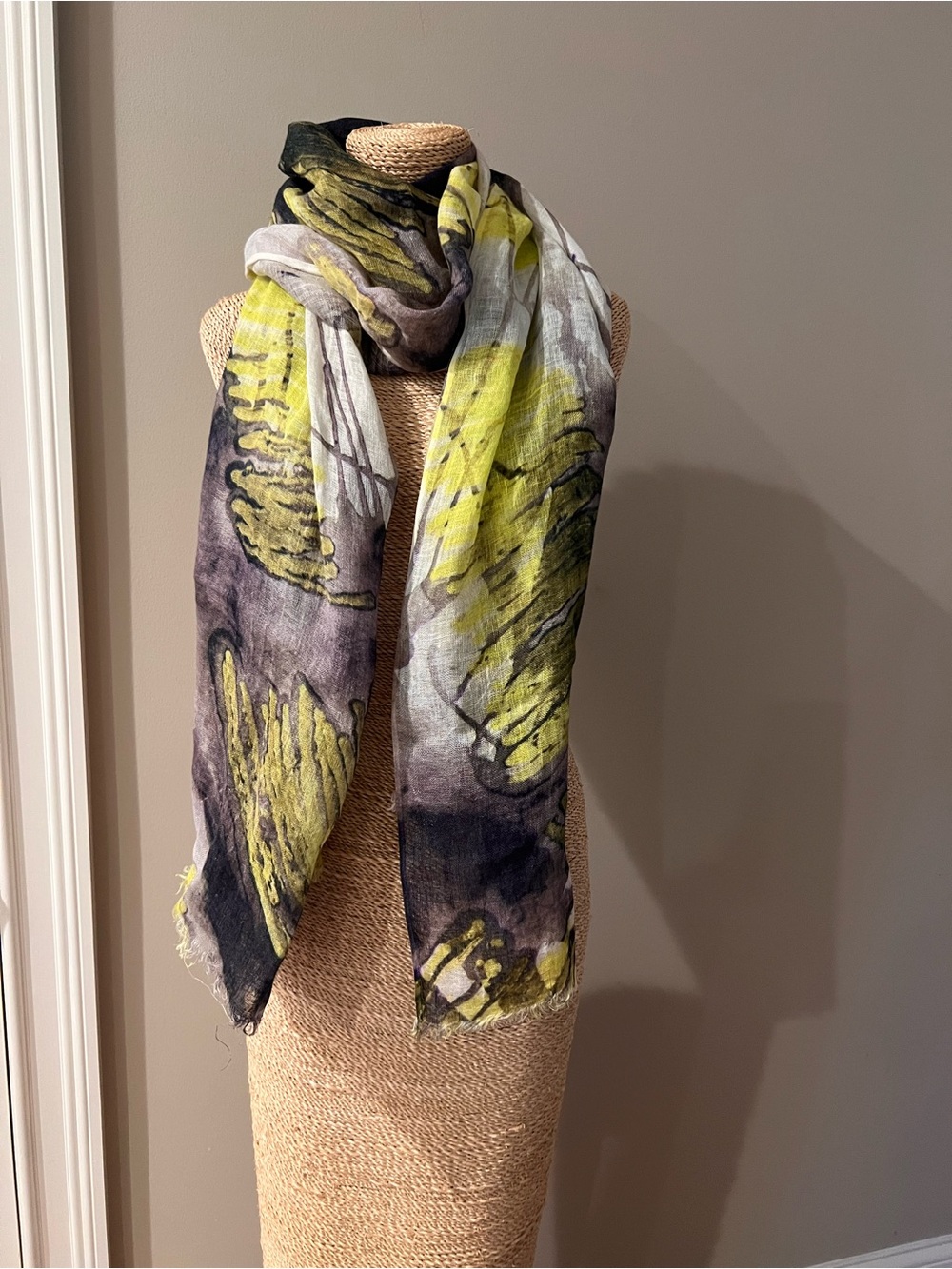 Tolani Lime Green and Purple Lightweight Linen Scarf